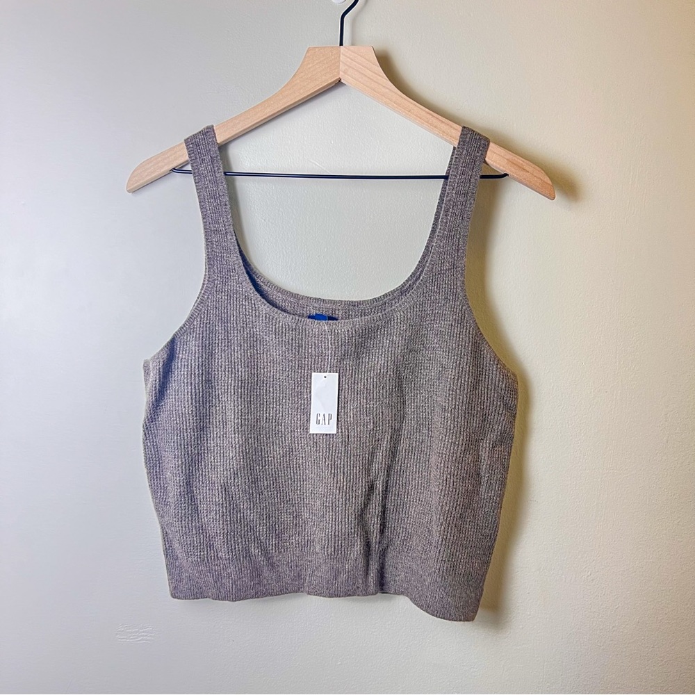 NWT GapBody Brown Ribbed Cropped Tank Top | L